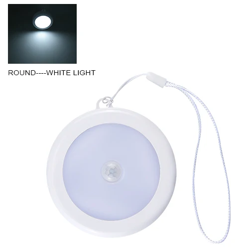 round cold white Магнитная паста светодиодный ночник с шнурком беспроводной датчик движения инфракрасный детектор настенный светильник для шкафа кухни лестницы - Испускаемый цвет: round cold white