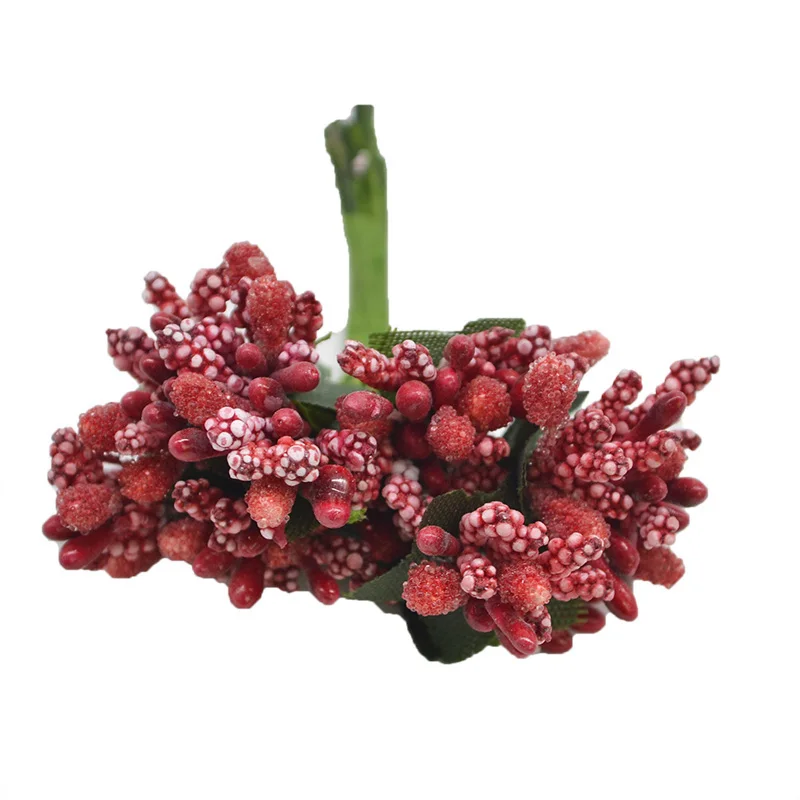 5/6/8/10/12/50/70/90pcs Mixed Red Flower Cherry Stamen Berries Bundle DIY Scrapbooking Christmas Wedding Cake Gift Box Wreaths
