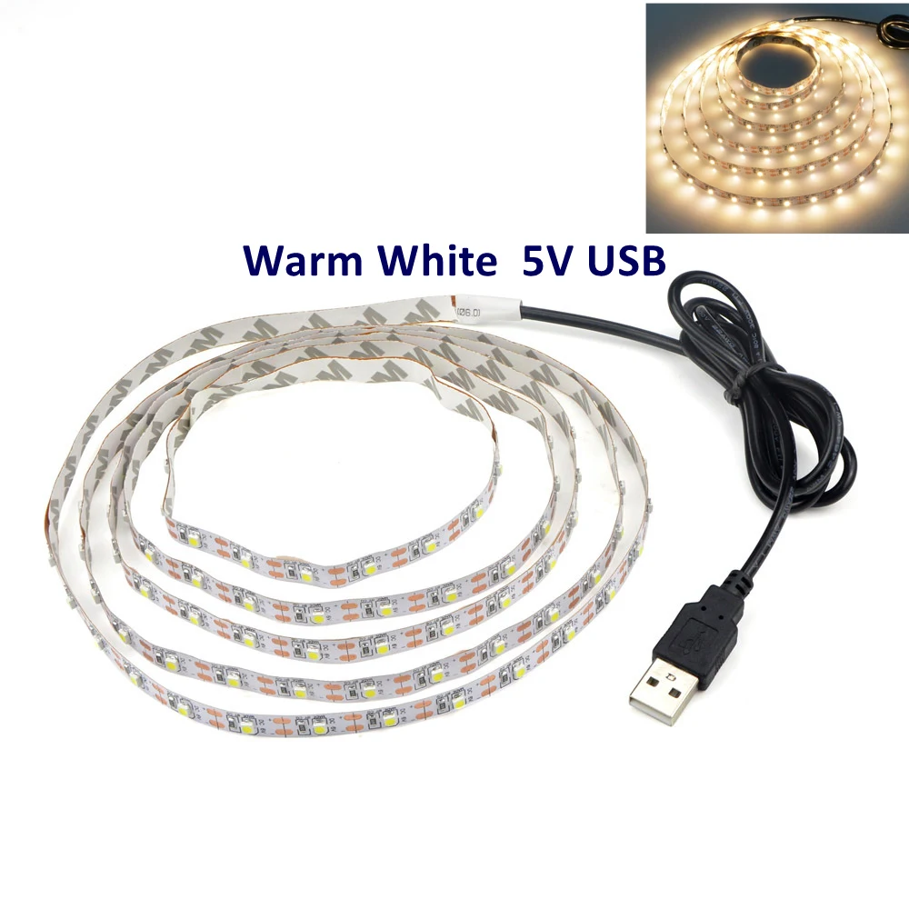 Цветная (RGB) Светодиодные ленты светильник USB 5V 60 светодиодов/м 2835 SMD LED Гибкие