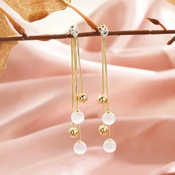 

XUXI Korean Simple Temperament Zircon Pendant Round 2020 Women New Plating Tassel Earrings Vintage SS006