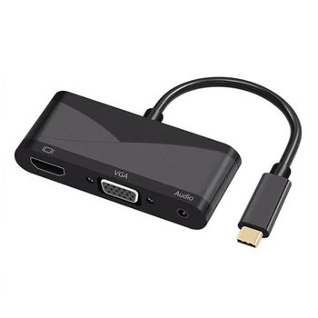 

USBC Hub TypeC to HDMI Converter 4K HDMI VGA 3.5mm Audio 3 in 1 USB3.1 Adapter for Samsung Station Laptop Macbook Chromebook