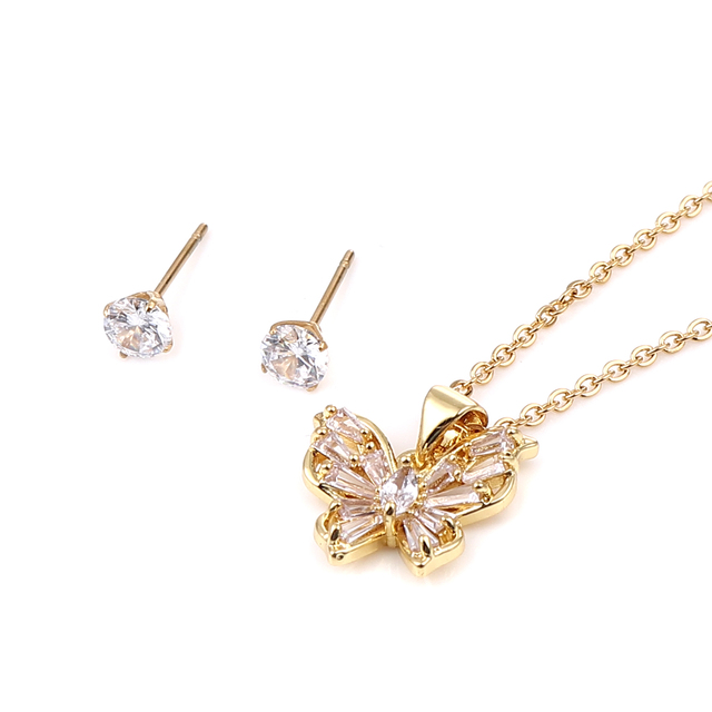 Set Stainless Steel Galaxy Necklace Earrings Set Jewelry For Valentine's Day Silver Color Round Star Clear Cubic Zirconia