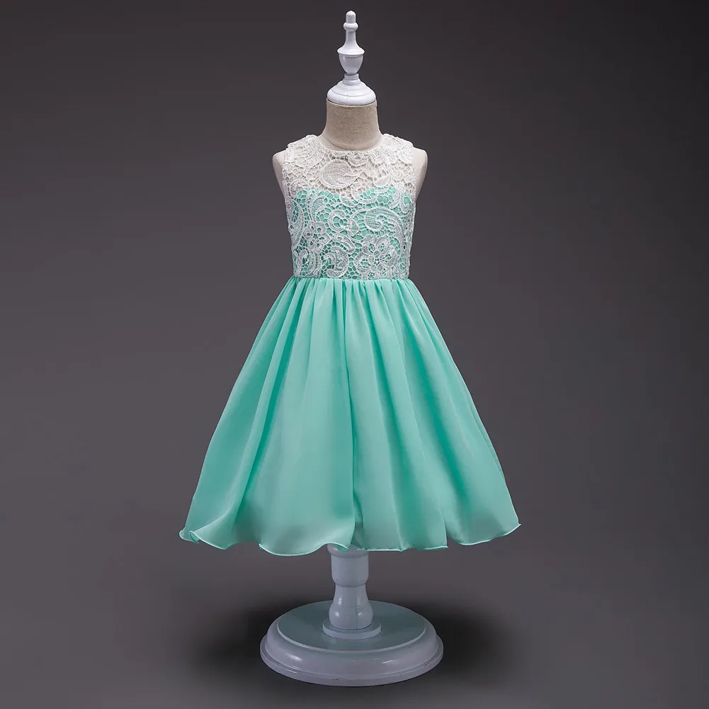 8 Colors European Style Kids Summer Birthday Prom Party Princess Flower Girl Dresses Lace Mint Dress for Girls Aged 3 To 13 | Детская