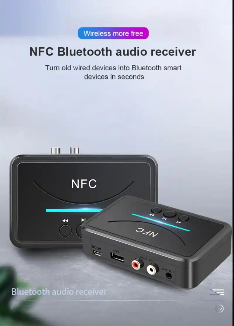 ricevitore per TV PC adattatore NFC-BT Adattatore Bluetooth sistema di streaming con tecnologia NFC audio stereo wireless Bluetooth V5.0 altoparlante auto 