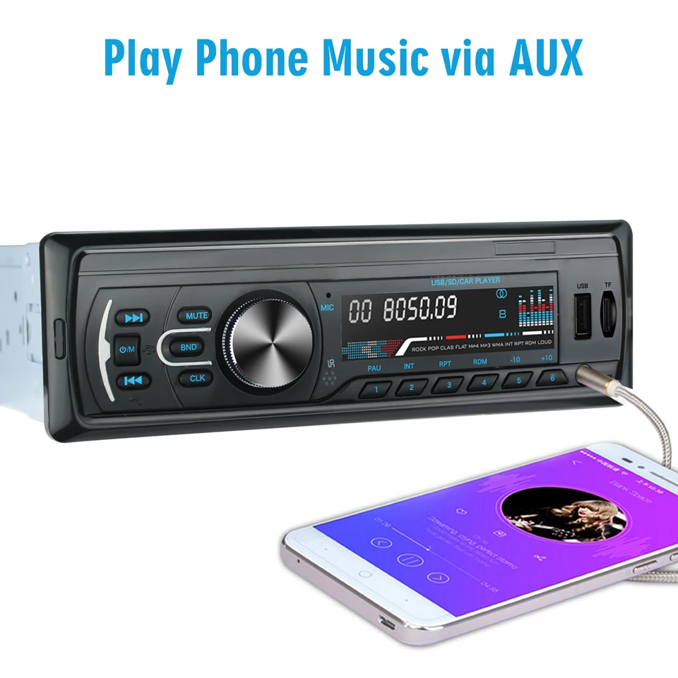 Автомобильный Радио стерео плеер Bluetooth телефон аудио Авто AUX-IN MP3 FM/AM/USB/1Din/пульт дистанционного управления 12 В универсальная JQ1586