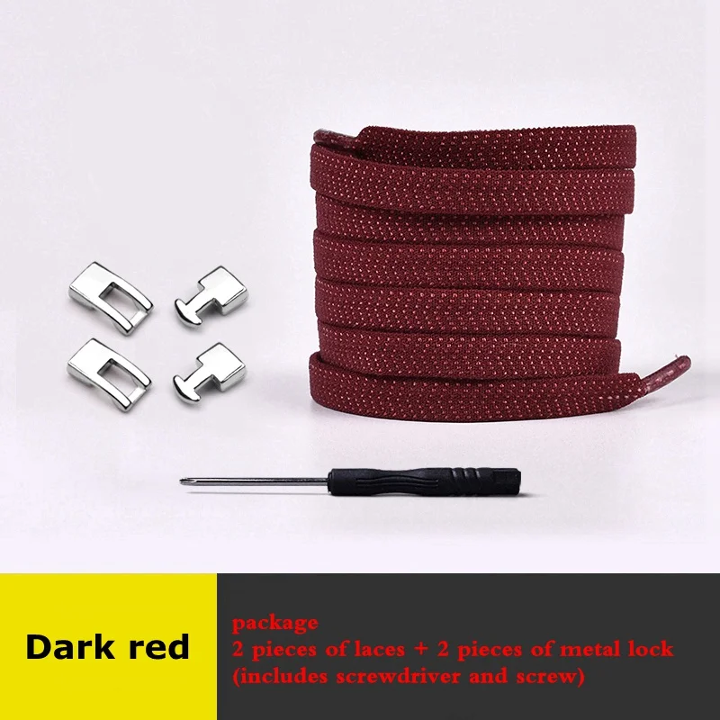 Dark red Эластичные Шнурки плоские без шнурков шнурки для обуви 1 секунда быстрая перекрестная Пряжка замок обувь кружева дети взрослые Досуг Кроссовки Ленивые шнурки - Цвет: Dark red