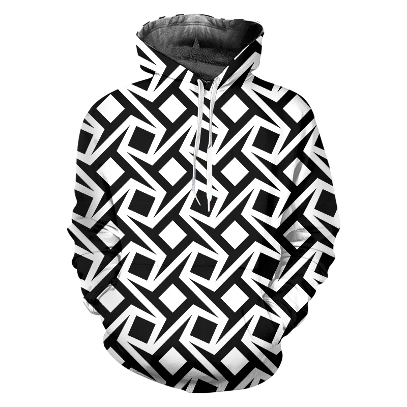 

Fall Casual Hoodies Mens Cool Print Abstract Geometric Figures 3D Sweatshirt Couple Hooded Man Long Sleeve Pullover