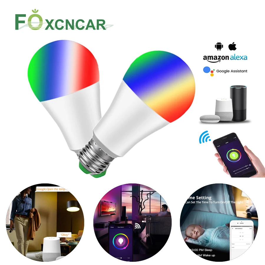 Умный WiFi светильник 1/3 шт. светодиодная лампа RGB RGBW E27 с пробуждением теплый s