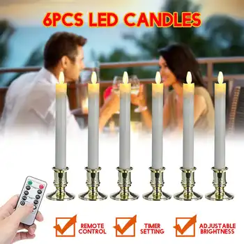 

LED Candles With Remote Control Of 6 Warm White Led Flameless Candles Battery Dancing Flame Household Tea Light Party Candles