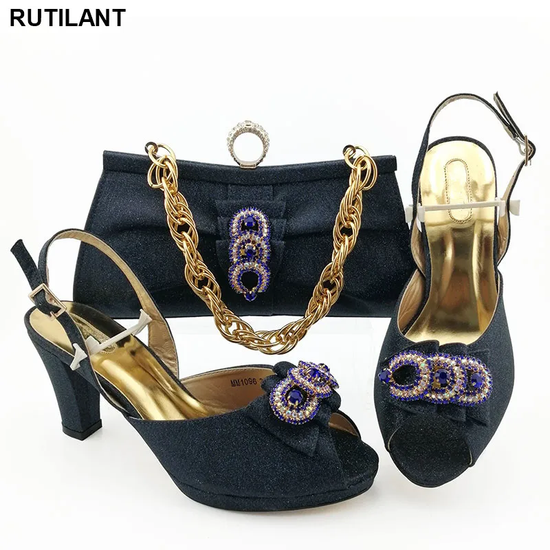 

Latest Design Italian Shoes with Matching Bags for Women Elegant Italian Designer Shoes and Bags Matching Set Buckle Strap