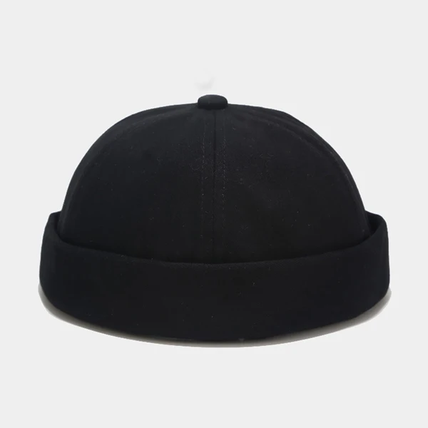 Retro Man Hat Sailor Hat Solid Color Docker Hat Men Landlord Hat Spring Autumn Melon Brimless Hat Street Sailor Cap Hip-Hop Caps 