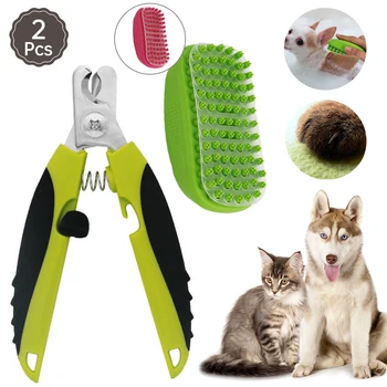 

Stainless Steel Pet Dog Nail Clippers With TPR Brush Portable Pet Nail Scissor Puppy Nail Clippers Pet Bath Brush