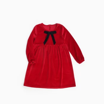 

Girl's Dress Autumn Spring Long-sleeved Children's Dress Bow