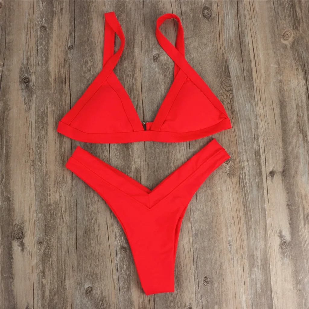 KANCOOLD Bikinis Solid Push-Up Padded Bikini 2020 Hot Sale Padded Bra High Waist Swimsuit Female Swimwear Swimsuit Beachwear 120