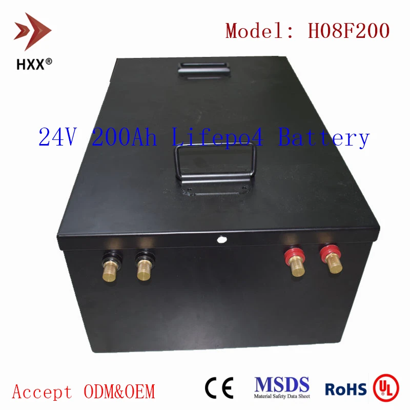 Lifepo4 24v 200ah Battery 25.6v 200ah Lithium Ion Batteries 8s 250a Bms