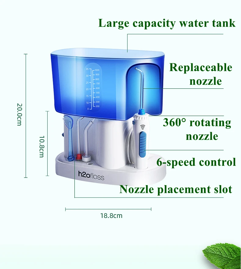 H2ofloss HF-7 ирригатор для полости рта 5 шт. советы Стоматологический Ирригатор водяная нить 1000 мл гигиена полости рта Flosser