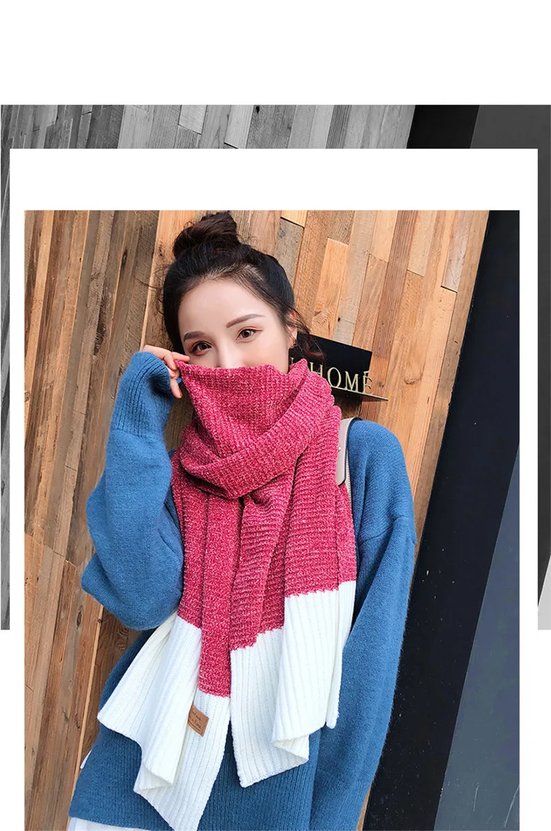 Pliktea белый желтый Лоскутные женские зимние шарфы розовый черный вязаный длинный шарф дизайн розовый красный корейский женский палантин шарф