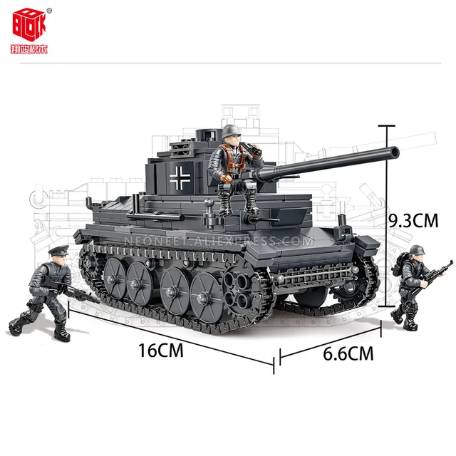 Fit MiniFigures Mega Bloks WWII Military Army Soldier T-34/85 M26 38T Tiger Tank Lot Building Blocks Toys Model Weapon Set Lot 3