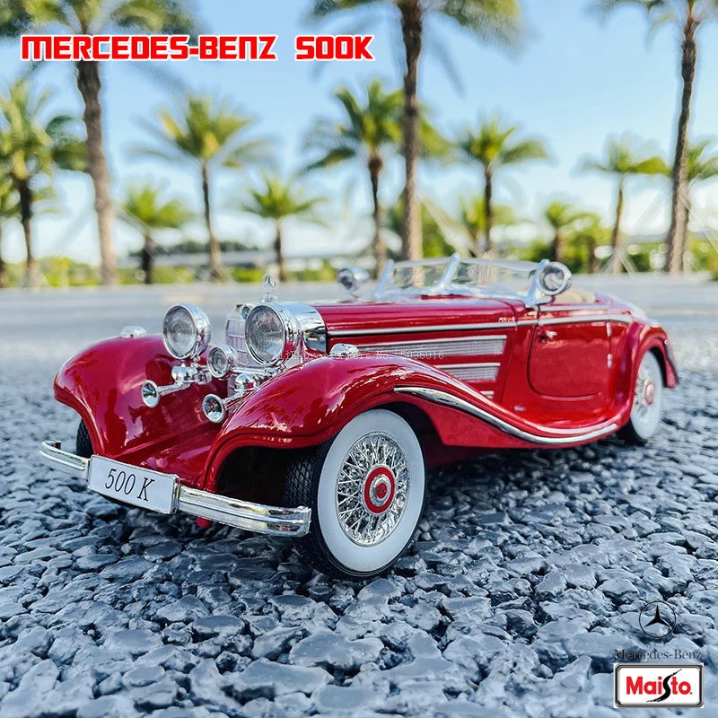 Maisto 1:18 Mercedes 500K 1936 Classic Red Car Alloy Retro Car Model Classic Car Model Car Decoration Collection Gift