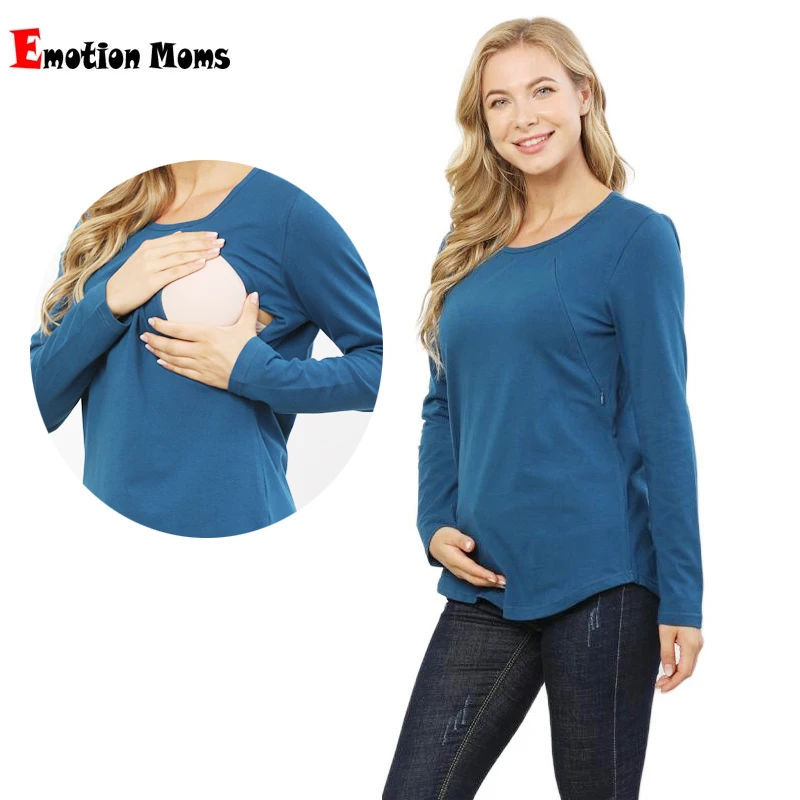 

Emotion Moms Autumn Long Sleeve Pregnancy Maternity Clothes Breast Feeding Tops For Pregnant Women Top Maternity T-shirt