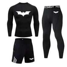 Термобелье с Бэтменом, мужское нижнее белье с длинным рукавом для фитнеса, компрессионное эластичное быстросохнущее дышащее мужское термобелье