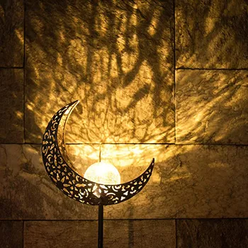 

Garden Solar Light Courtyard Outdoor Moon Crack Glass Globe- Metal Lamp Hollow Lamp Lighting Outdoor Waterproof Landscape Lamps
