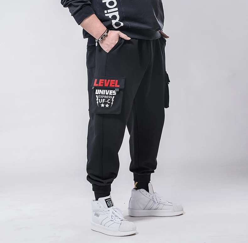 Plus size 7xl 6xl 5xl Cargo Pants Men Solid Color Black Loose Casual Jogger Pocket Elastic waist Ankle Length Trousers Plus size 7xl 6xl 5xl Cargo Pants Men Solid Color Black Loose Casual Jogger Pocket Elastic waist Ankle Length Trousers