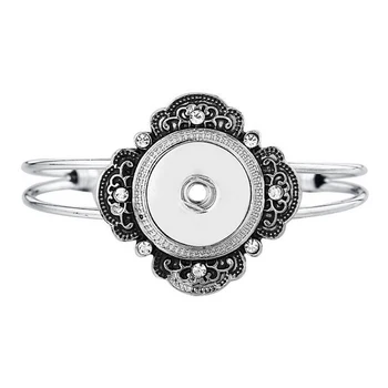 

10pcs Vintage Flower Snap Bracelet Bangles Cuff 18MM Snap Jewelry Buttons Bracelets for Women