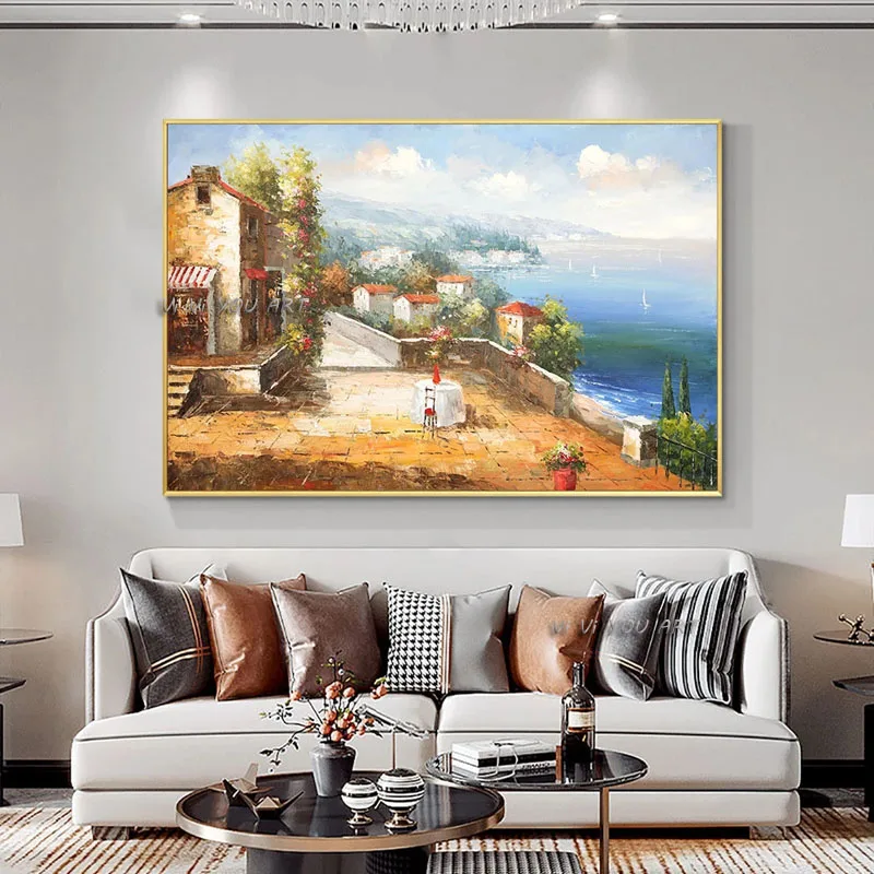 

Абстрактная картина для дома и сада с цветами, 100 ручная роспись маслом на холсте, деревня, современное настенное искусство для гостиной