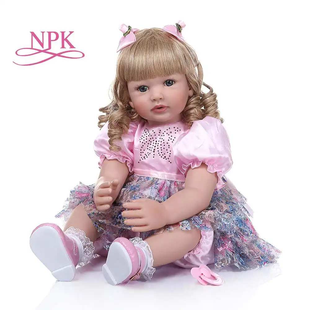 

60CM reborn toddler baby girl doll with long curly blonde hair doll Brinquedos Limited Collection Birthday Gift