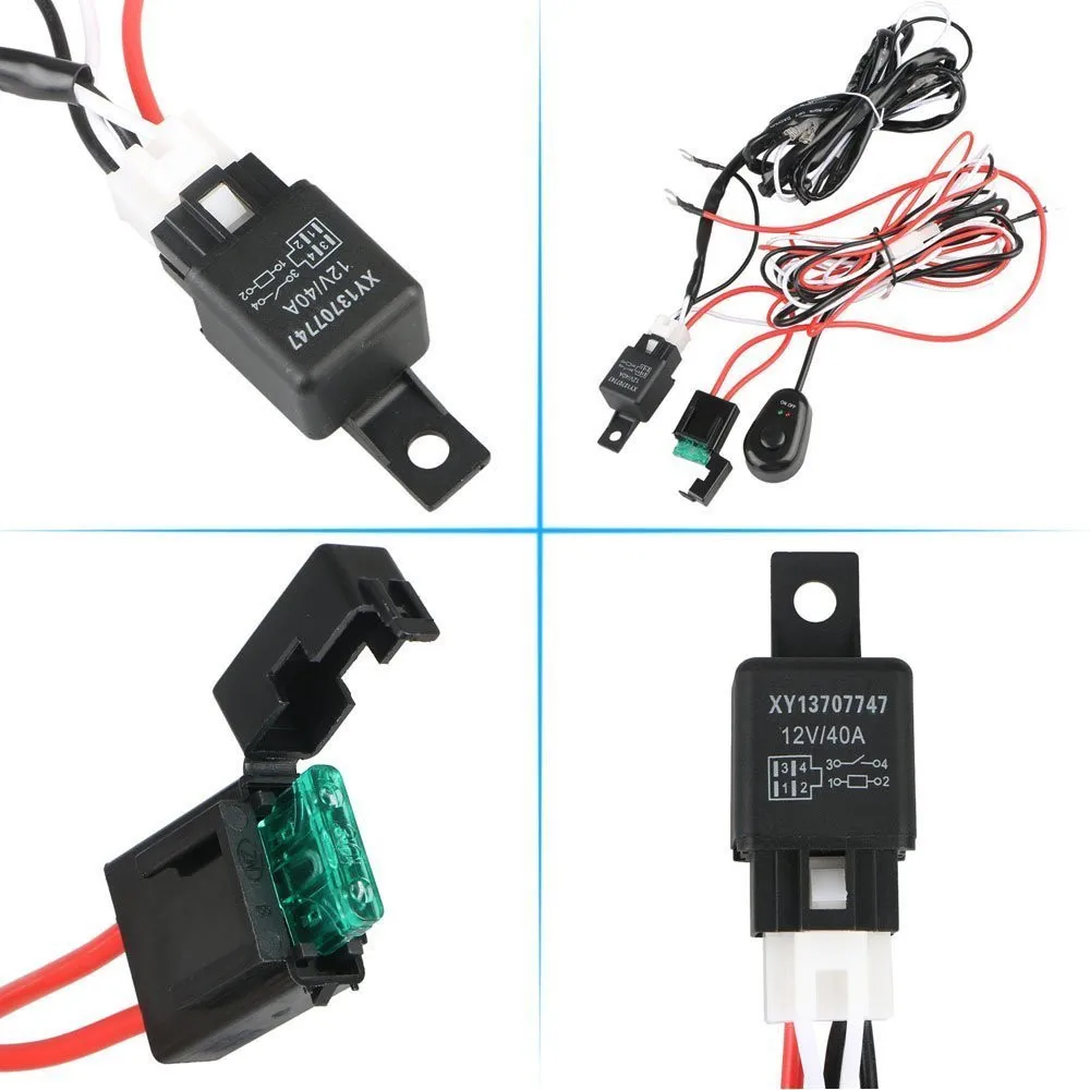Автомобильный светодиодный светильник, провод 3 м, 12 В, 24 В, 40 А, жгут проводов, релейный набор проводов, предохранитель для авто вождения, внедорожный светодиодный светильник