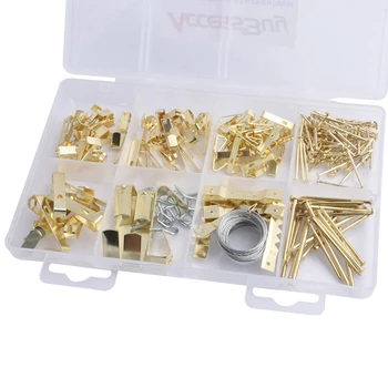 

200 Pieces Golden Triangle D-Ring Hanging Picture oil Painting Mirror Frame Hooks Hangers