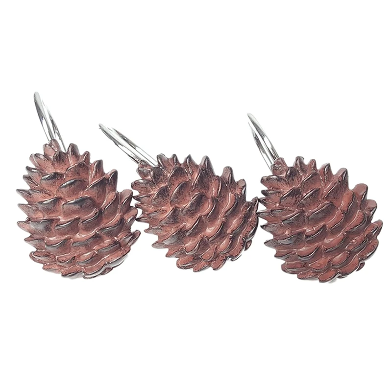 Крючки для душевой занавески Pinecone, набор колец для ванной комнаты, потолочные вешалки, стойкие к ржавчине хромированные крючки, отличные домашние украшения для гостиницы