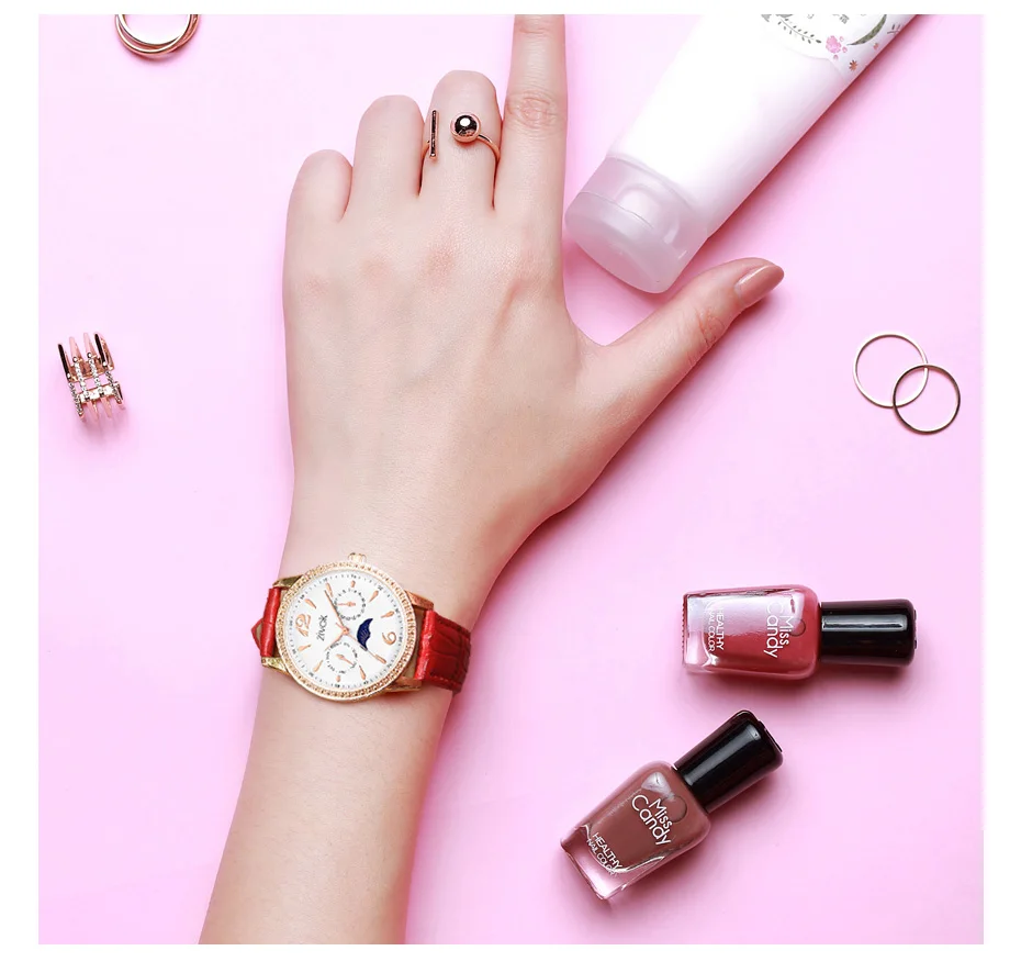ZIVOK женские часы брендовые Модные Простые Moon phase маленькие кожаные часы кварцевые наручные часы montre femme
