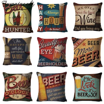 

Fuwatacchi Retro Cushion Cover Mediterranean Hand-painted Letters Pillow Covers Linen Home sofa decorative Pillow Car pillowcase