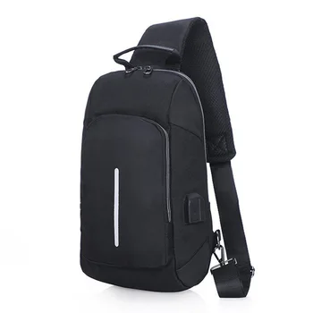 

Usb Charging Male Sling Travel Chest Bag Reflective Strip Backbag Men One Single Shoulder Waterproof Small Messenger Bag Bagpack