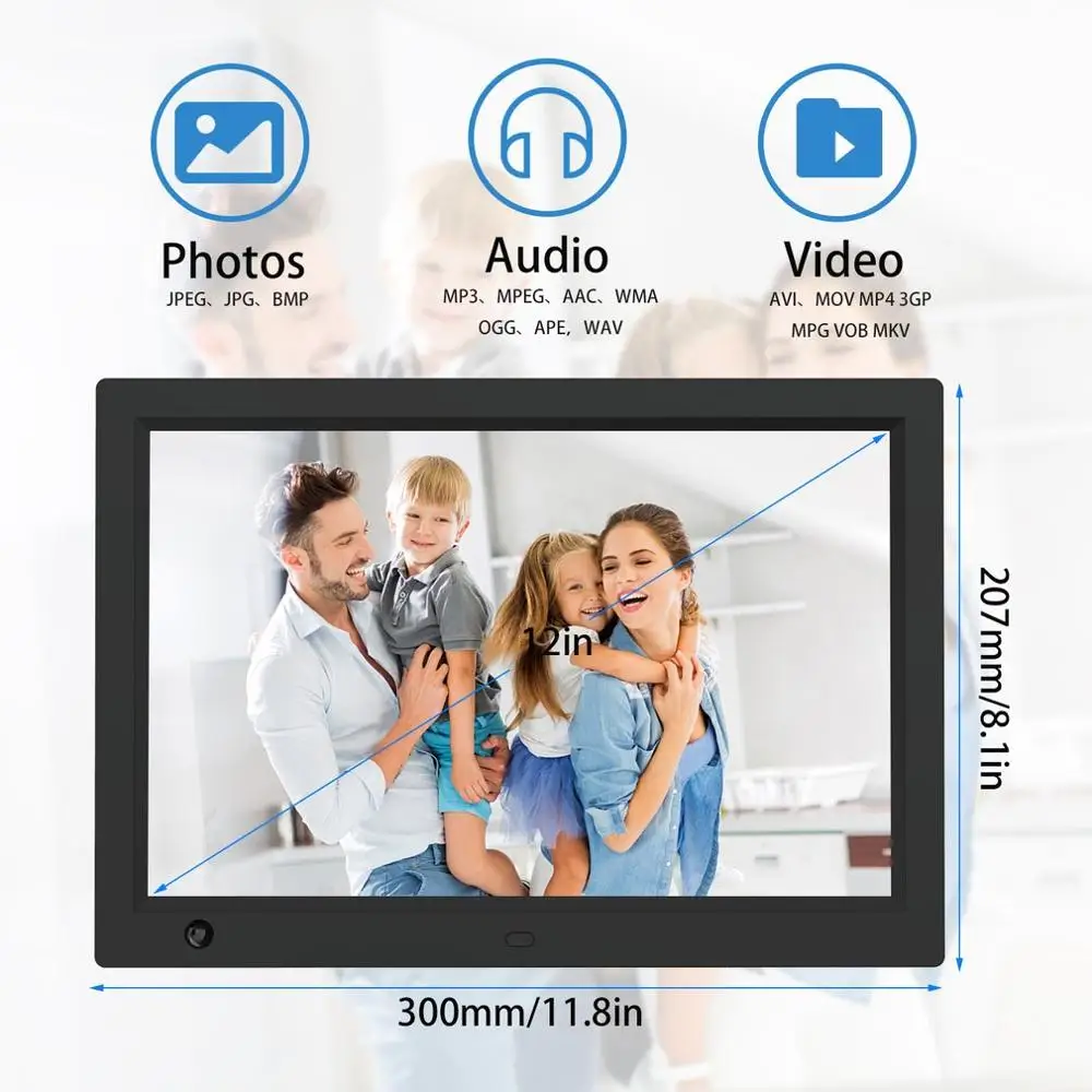 

12 inch HD LCD Digital Photo Frame & Commercial Advertising Machine Human Sensor Video Player with Remote Control US plug