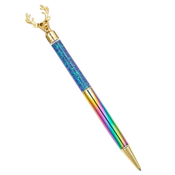 

Nordic Style Reindeer Shape Metal Ballpoint Pen Gold Circular Type 1.0mm