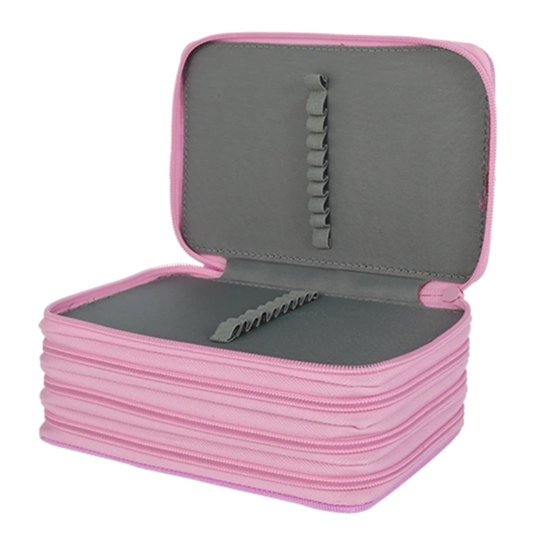 Pure Square Sketch Color Lead School Pencil Case Large Zipper Pen Bag Four Multi Layers Boy Girls Set Box Stationery Pouch