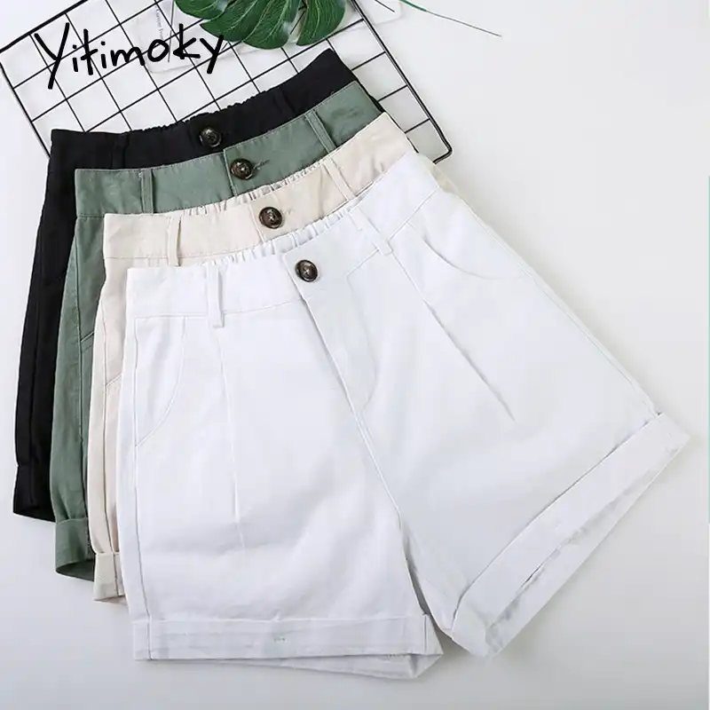 womens white shorts elastic waist