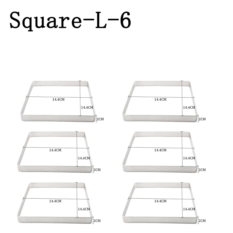 Квадратное кольцо для пирога из нержавеющей стали, форма для пирога, сделай сам, французский фруктовый крем, формочка для десерта, пиццы, сыра, мусса, форма для пирога, инструменты для выпечки - Color: Square-L-6
