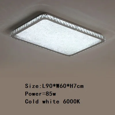 L90xW60cm Cold white Современный K9 хрустальный круглый квадратный потолок+ освещение комнаты подвесной светильник plafonnier светодиодный светильник для гостиной блеск - Цвет корпуса: L90xW60cm Cold white