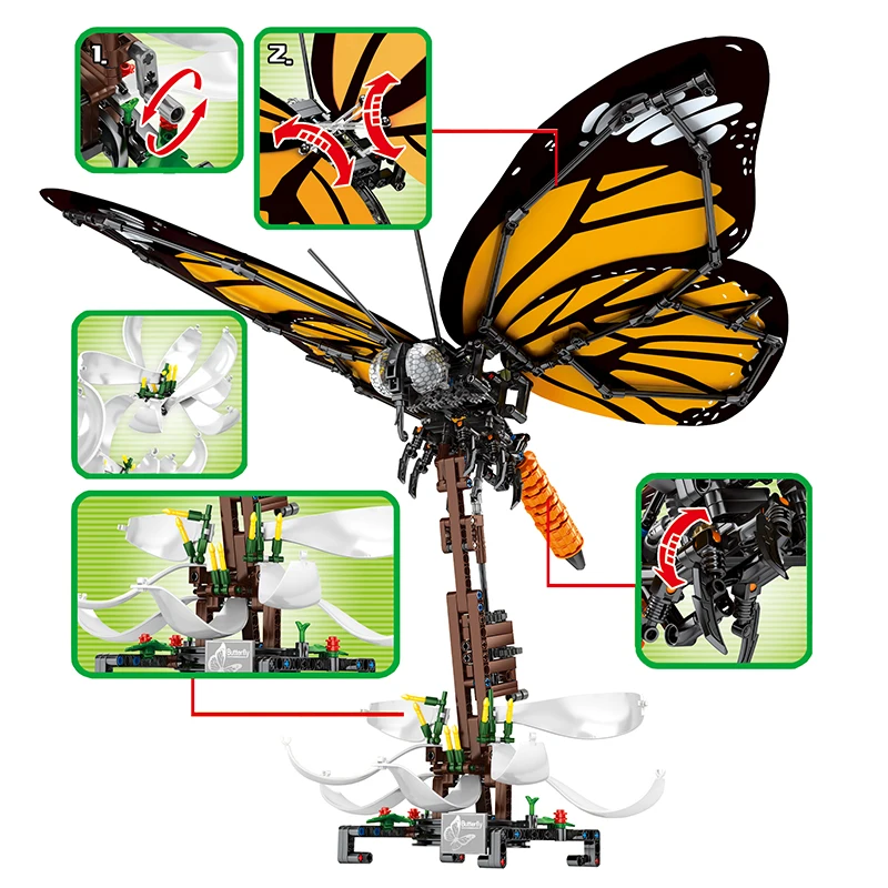 

Children Toy Fit Legoing Creator Insect Swallowtail Taddy Butterfly Building Block Idea Animal Bricks Contruction Kids Toy Gift