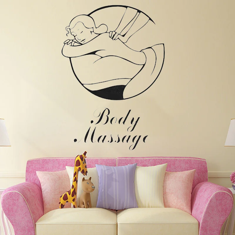 

Body Massage Sign Vinyl Wall Stickers Massage Therapist Wall Art Mural Spa Salon Decal Removable Spa Window Poster