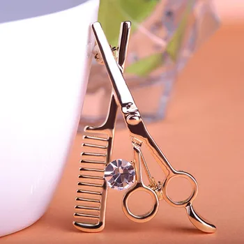

Hot New Fashion Comb Brooch Scissors Barber Tools Corsage Brooch Pin Fashion Style Brooch Collar Pin Women Men Jewelry