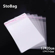 StoBag 100pcs 17*20cm Transparent Self Adhesive Big Plastic Bag Gift Jewelry Packaging Bags Candy Cookies Poly OPP Clear Bags