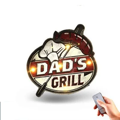 Grill ZMISHIBO, светодиодный ночник для ресторана, бара, доски для кафе, Декор, освещение, железный арт, Route 66 Cola, мороженое, пульт дистанционного управления, настенные лампы - Испускаемый цвет: Grill