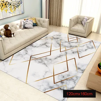 

Area Rug Marble Golden Geometric Lines Marbling Home Decor Floor Rug Carpet LBShipping