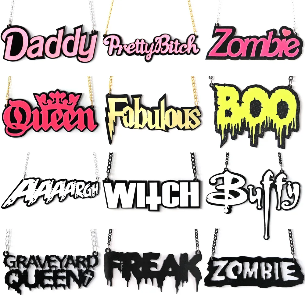 Ожерелье женское акриловое с надписью цепочка в стиле хип-хоп &quotГотическая