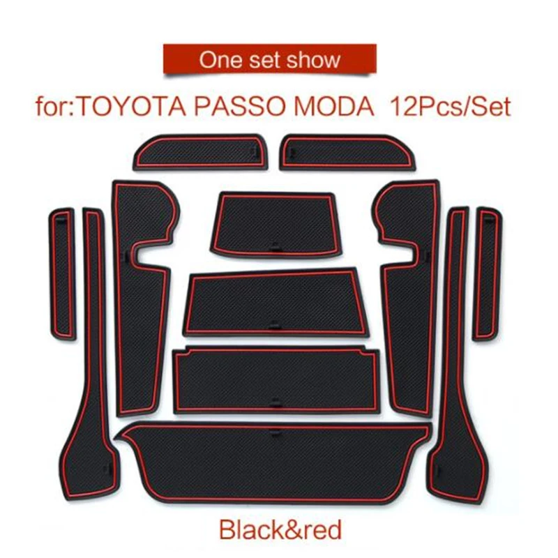 Противоскользящий коврик для TOYOTA PASSO MODE аксессуары ворота слот подставка анти-Грязная дверь паз коврик автомобильный интерьер гелевая накладка резиновый коврик - Название цвета: PASSO MODE Red